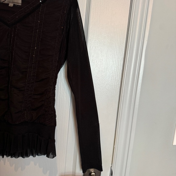 VTG Vitae Goth Witchy Fairy Mesh Top Sz S Black Sequin Whimsigoth Retro Vampire - Picture 5 of 12